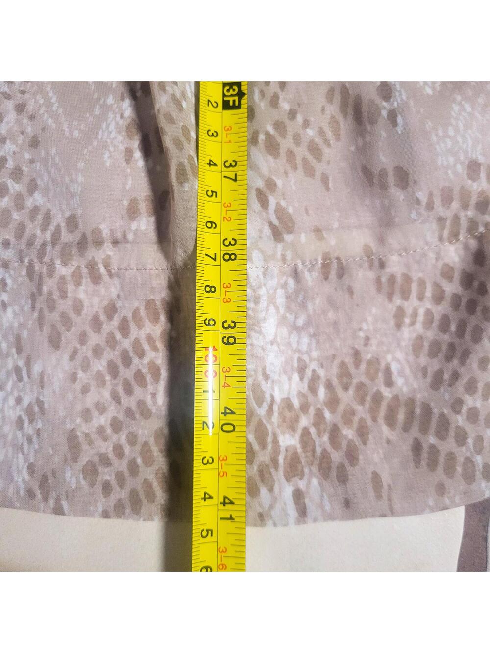 Calvin Klein Sleeveless Dress Pleated Neutral-Toned Snakeskin Print - Size 12 - Picture 7 of 9